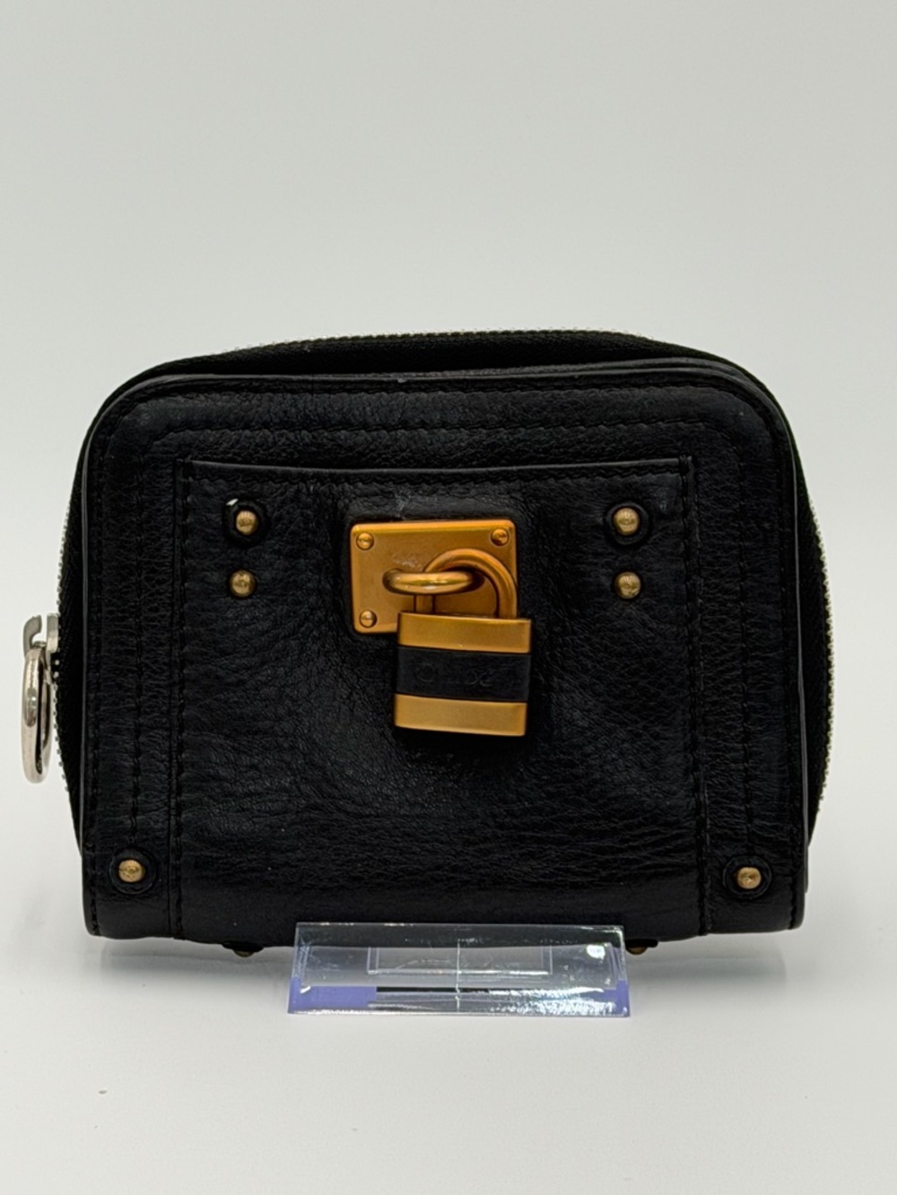 Chloé Paddington Black Leather Compact Wallet Lock No Key